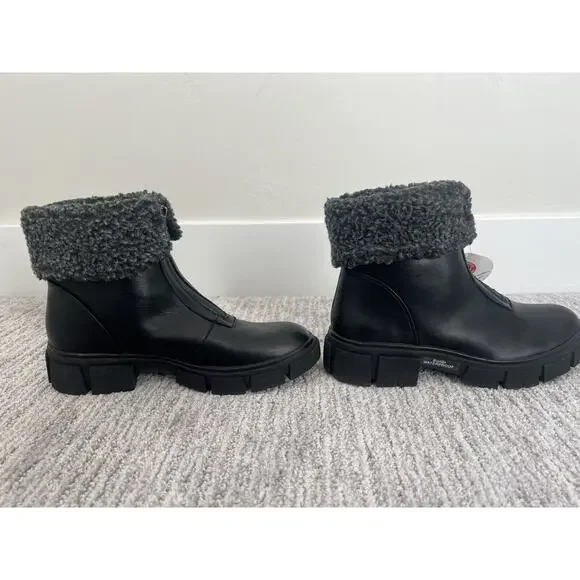 Blondo Plaka Waterproof Boot Size 6 Black Leather Lug Sole Fleece, NWOT - Picture 5 of 7